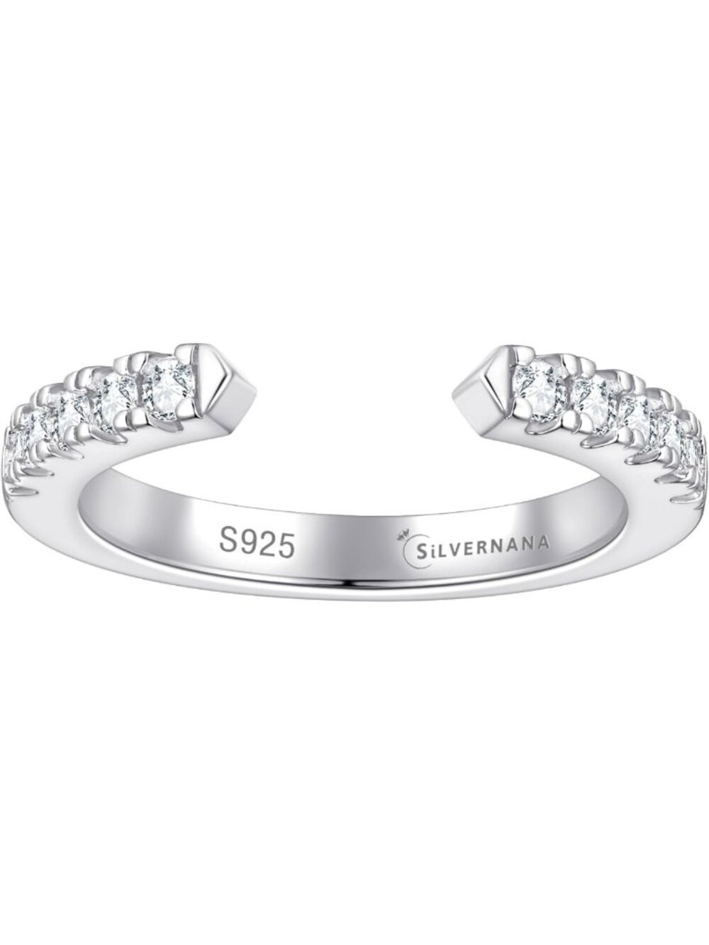 Adjustable 2.5mm Moissanite Open Wedding Band for Women - Elegant & Versatile